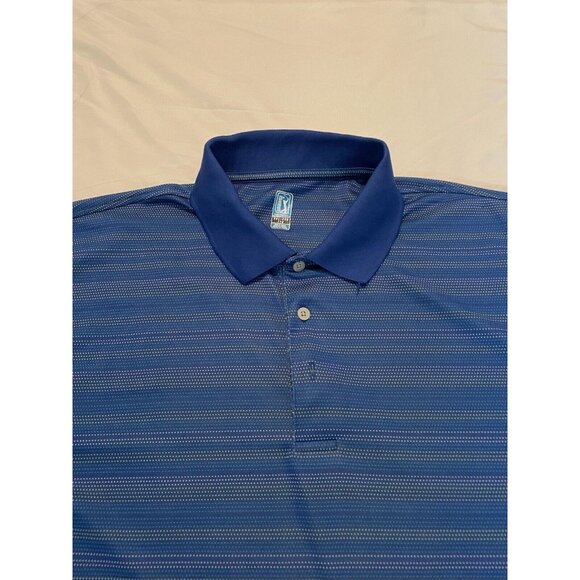 PGA Tour Men's Polo Shirt Short Sleeve Athletic Sportswear Blue Stripe XXL - Picture 2 of 12